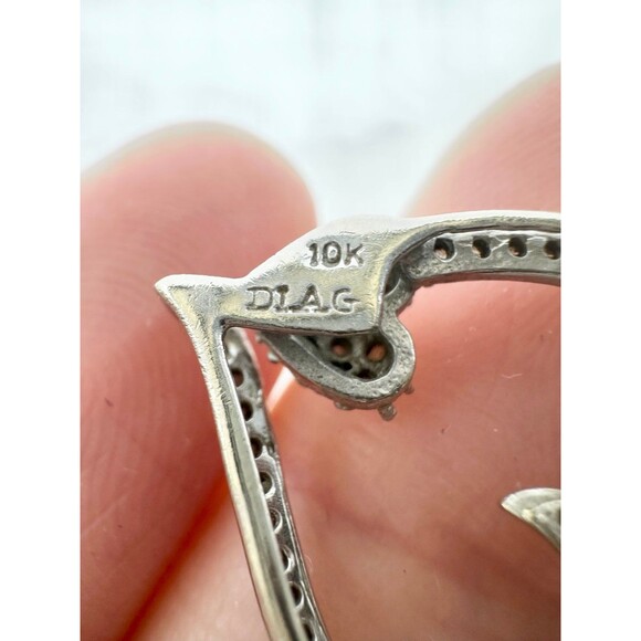DIAG 10k white gold 1/5 ct genuine diamond heart pendant - Picture 4 of 6